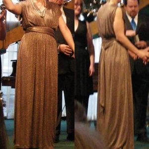 Halston Heritage gold/bronze evening gown